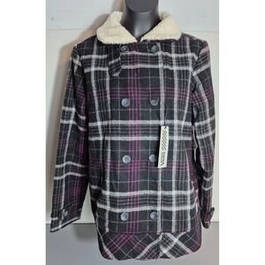 Vans Womens Spirit Animal Wool Blend Jacket Coat Medium Plaid NEW NWT